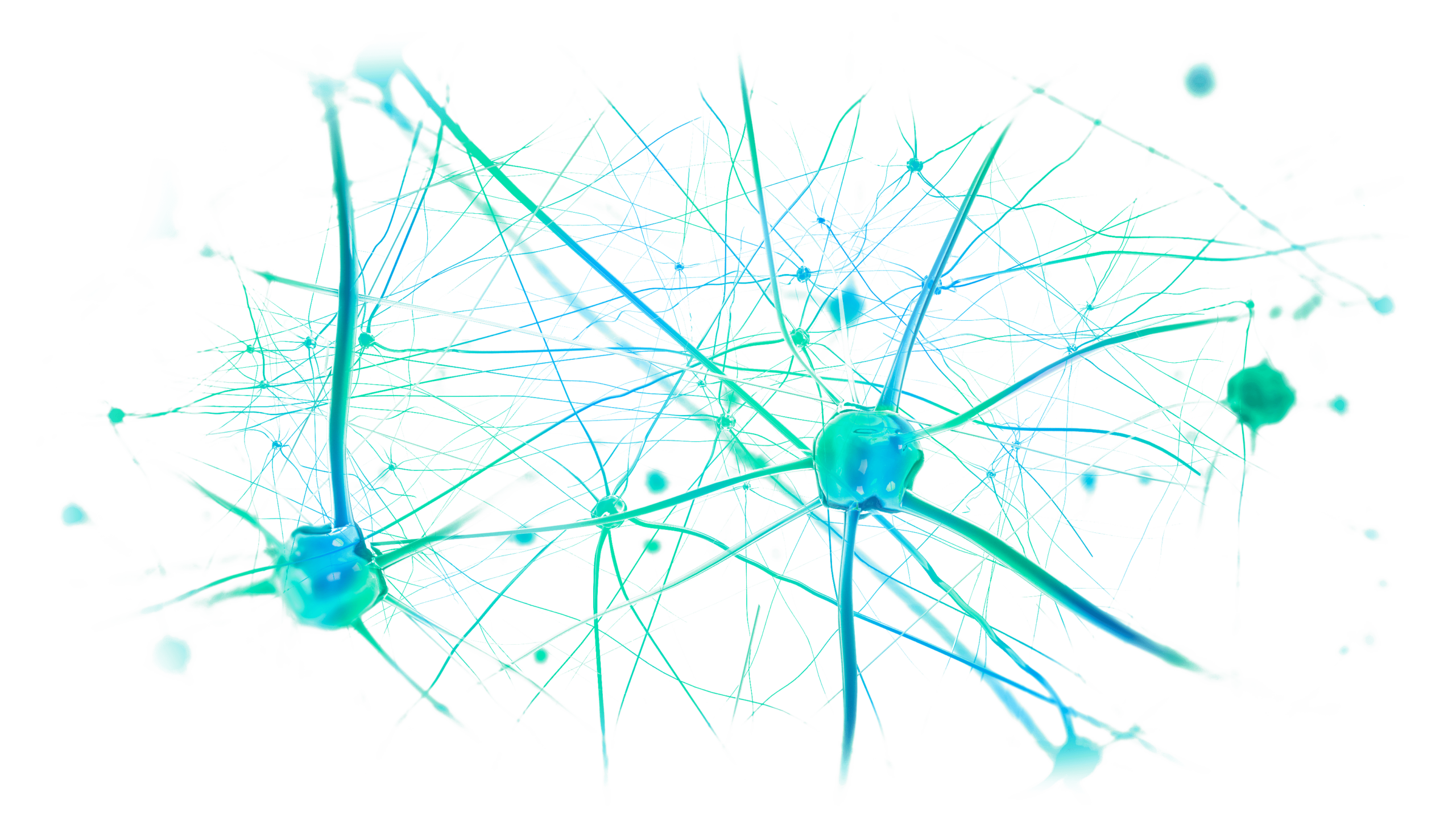 Blue and green illustration of neurons
